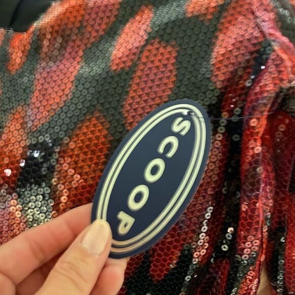 Scoop Snakeskin print sequined Shift dress sz XS NWT - Picture 7 of 7